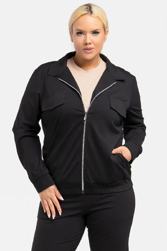 Plus size sweatshirt model 193914 Karko Hoodie with Hem Contrast Bold Stylish