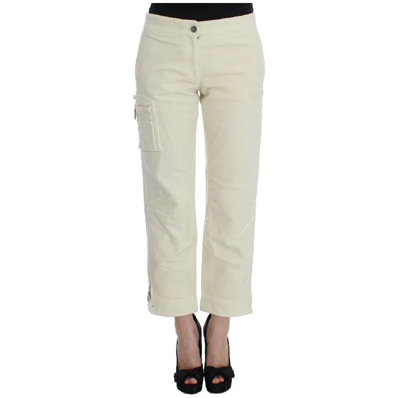 Ermanno Scervino Beige Capri Cropped Chic Pants Elegant Silk Pants