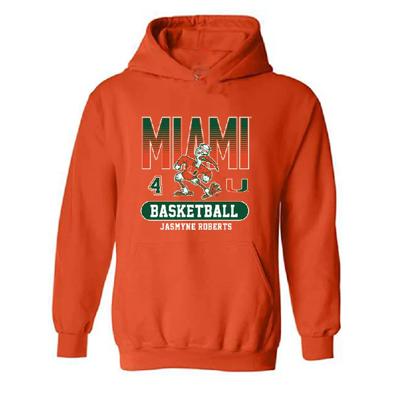 Miami - NCAA Women's Basketball : Jasmyne Roberts - Classic Fashion Shersey Hooded Sweatshirt Hoodie with Relaxed Fit Easy Casual