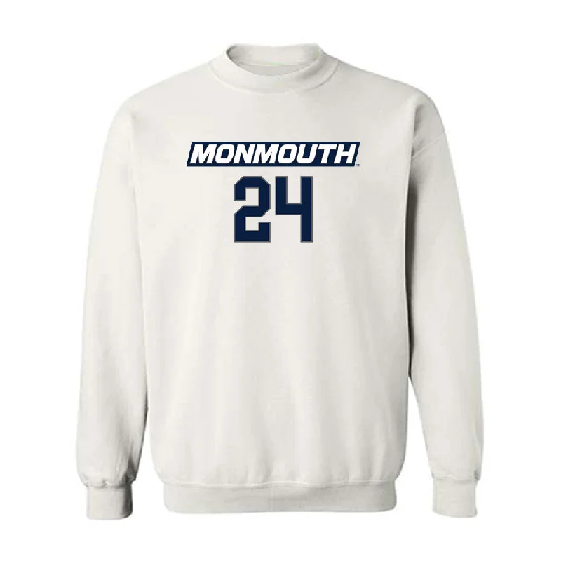 Monmouth - NCAA Women's Basketball : Belle Kranbuhl - White Replica Shersey Sweatshirt Hoodie with Emblem Brand Identity Monmouth - NCAA Women's Basketball : Belle Kranbuhl - White Replica Shersey Sweatshirt Hoodie with Emblem Brand Identity