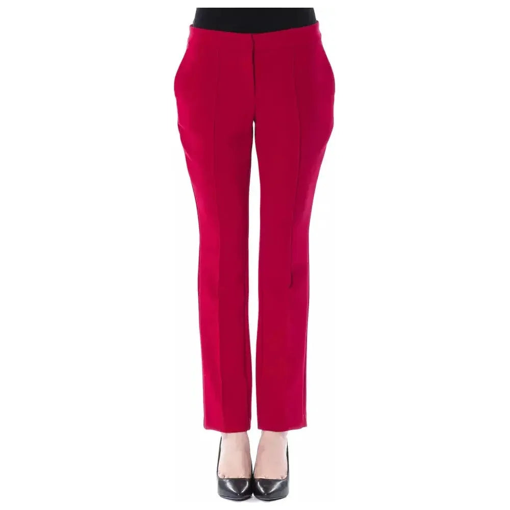 BYBLOS Fuchsia Polyester Women Pants Stylish Elastic Waist Pants