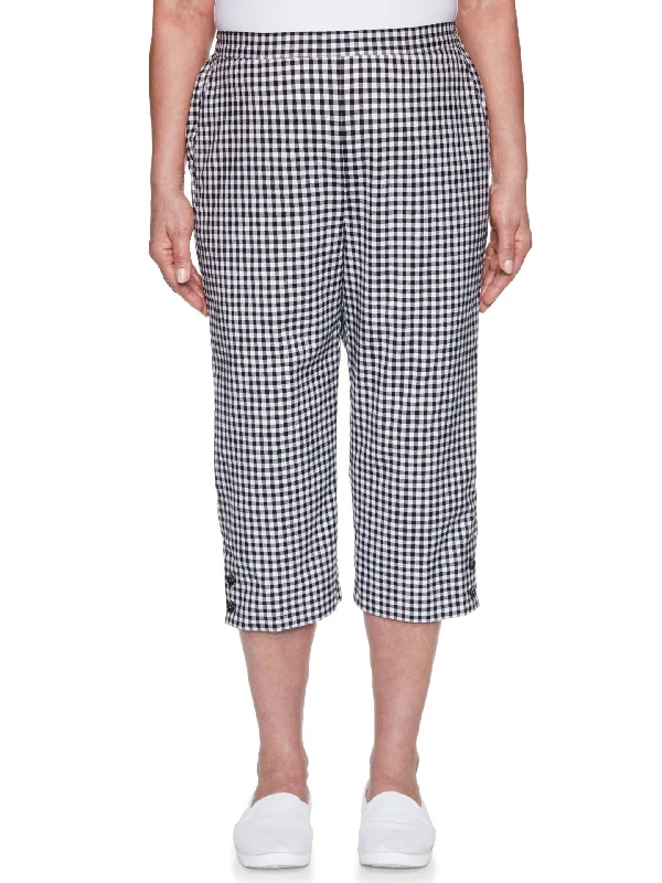 Checkmate Check Capri Pant Plus Size High-Waist Trousers