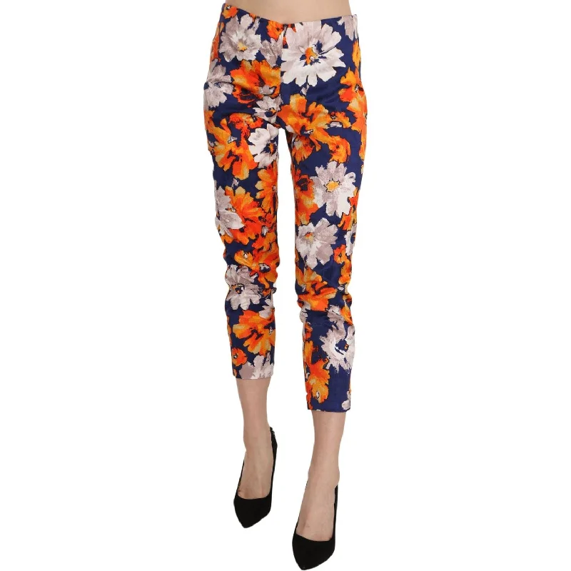 LANACAPRINA Floral Print Skinny Mid-Waist Pants Comfortable Denim Leggings