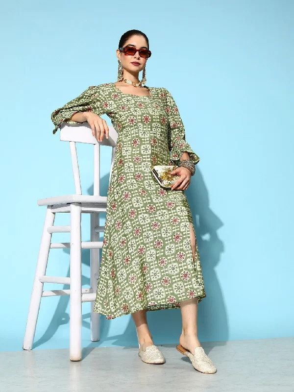 Green & White Dress Tunics Chic fashionable