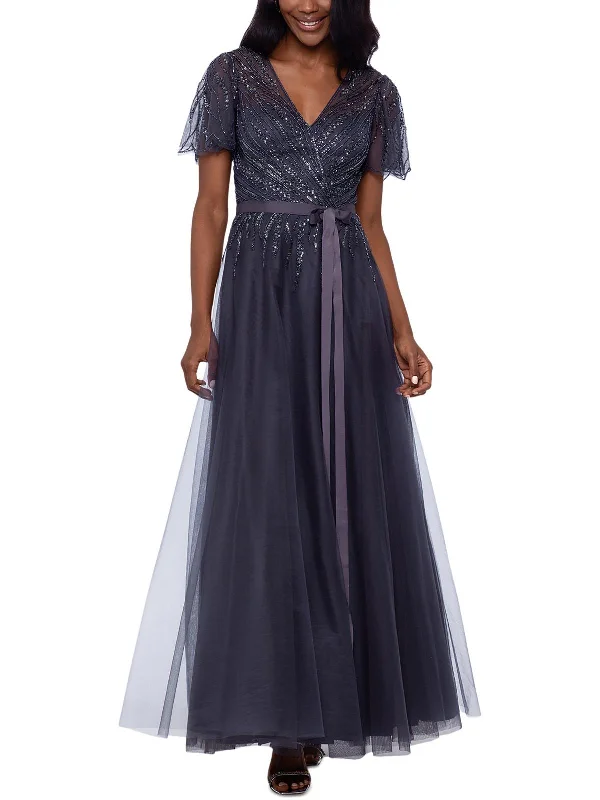 Womens Mesh Embelished Evening Dress Floral Print girly