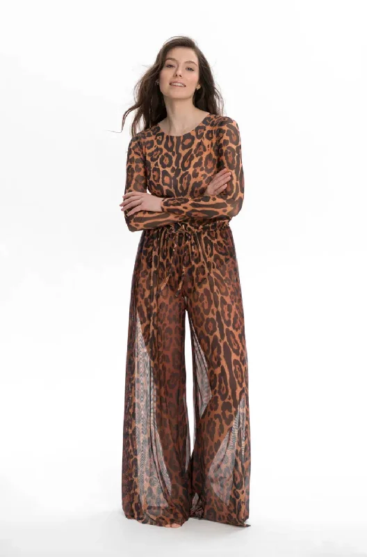 LEOPARD 25 BEACH PANTS one size, fits all High-Waist Trousers