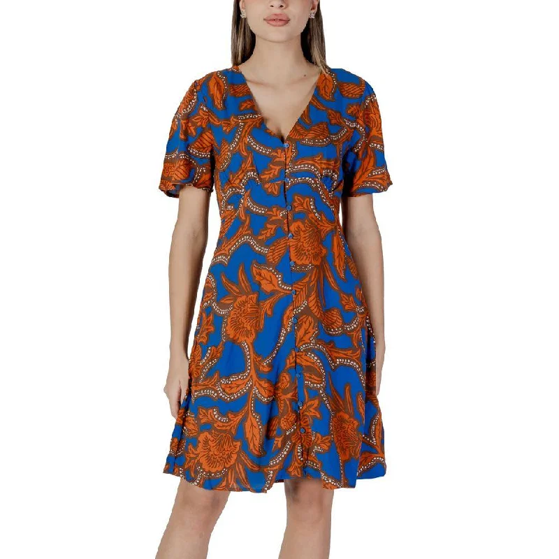 B.Young Blue Viscose Dress Tunics Lace romantic
