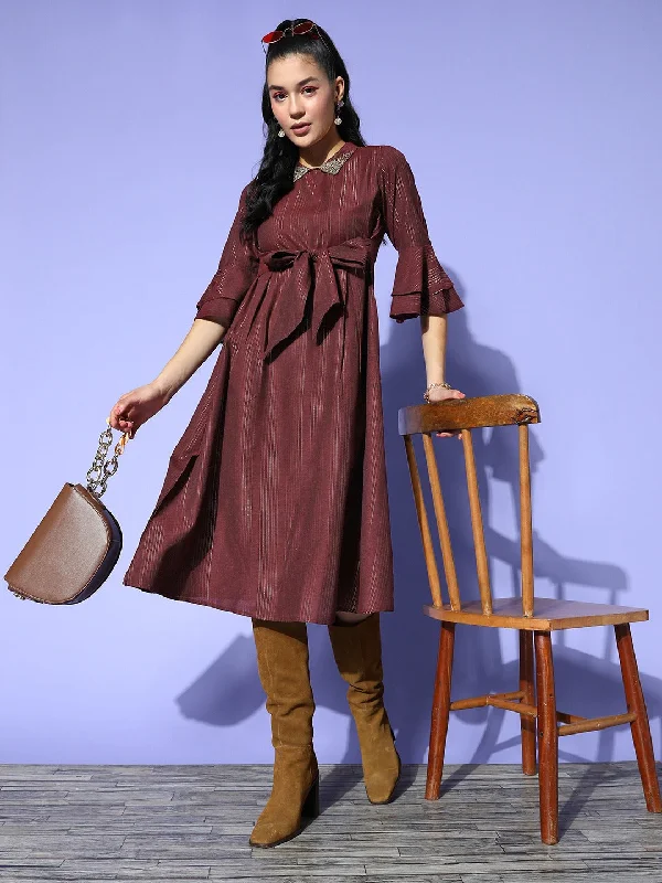 Maroon Peter Pan Collar Dress Tunics Luxurious high-end