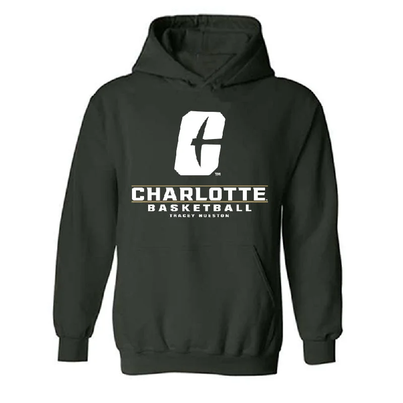 UNC Charlotte - NCAA Women's Basketball : Tracey Hueston - Hooded Sweatshirt Classic Fashion Shersey Hoodie with Mock Neck Collared Structured UNC Charlotte - NCAA Women's Basketball : Tracey Hueston - Hooded Sweatshirt Classic Fashion Shersey Hoodie with Mock Neck Collared Structured
