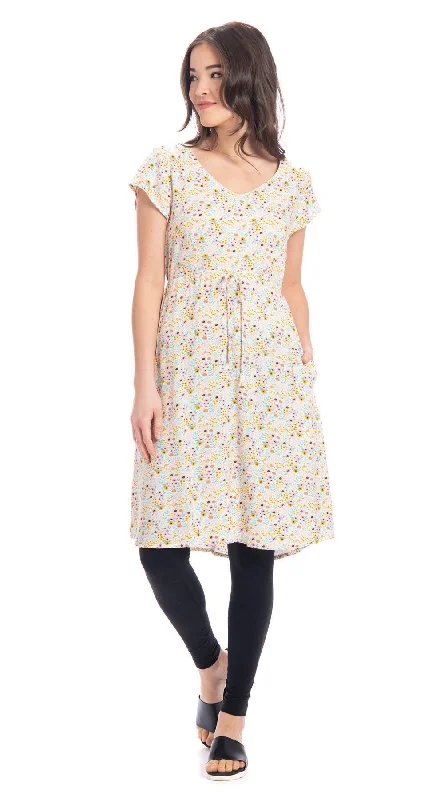 Robyn Dress - ivory floral Boat Neckline Classic
