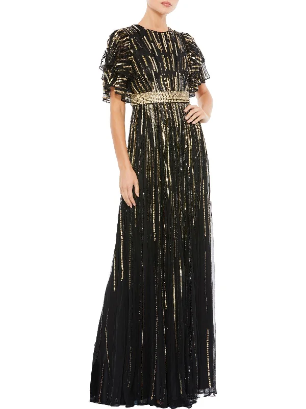 Womens Sequined Mai Evening Dress Tunics Floral girly