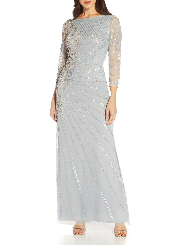 Womens Burnout Maxi Evening Dress Halter Neckline Beach