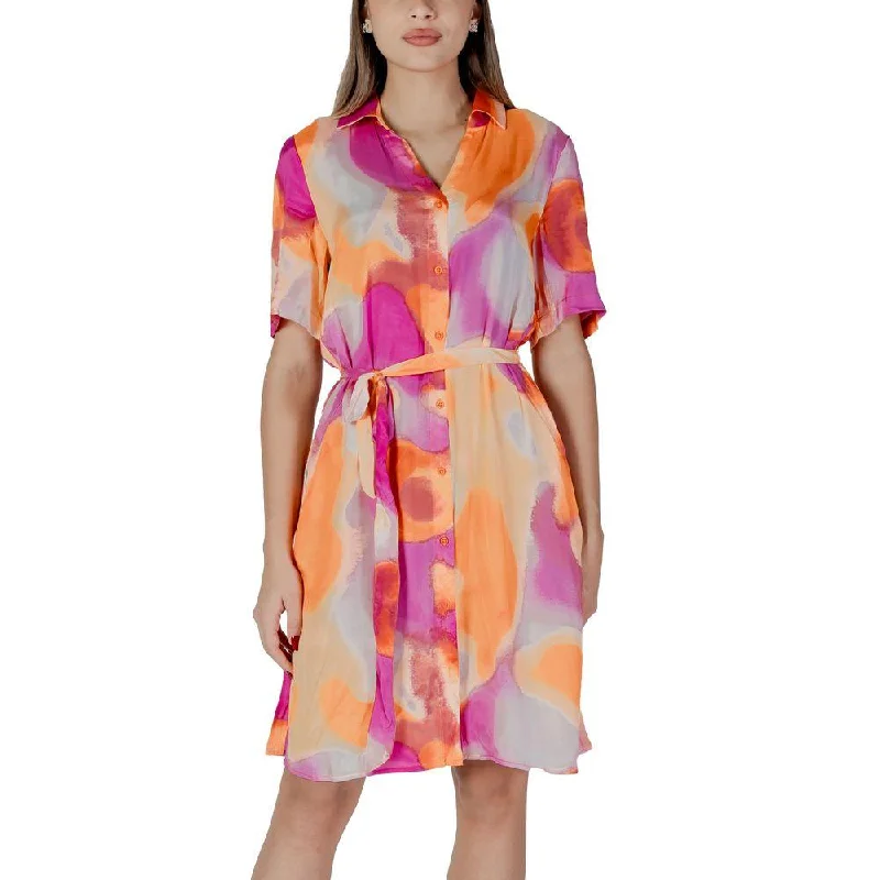 B.Young Orange Cotton Dress Tunics Chic elegant