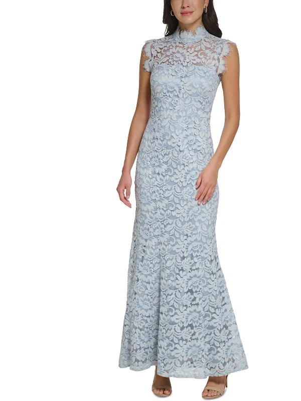 Womens Lace Long Evening Dress Tunics Silk luxurious