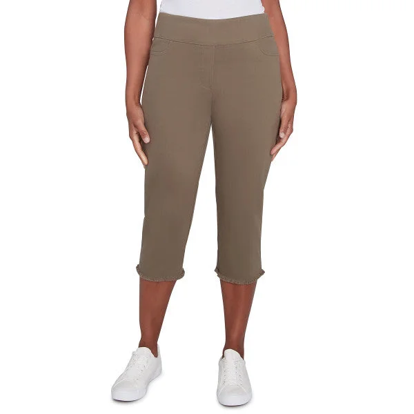 Superstretch Denim Fringe Capri Pants Petite Formal Wide-Leg Pants