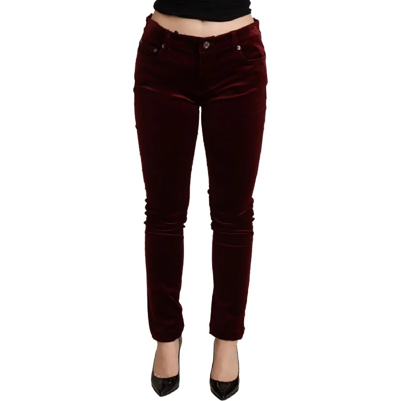 Dolce & Gabbana Exquisite Bordeaux Red Skinny Pants High-Waist Jogger Pants
