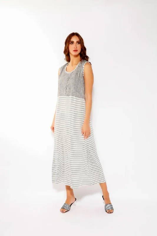 STRIPEY LONG DRESS IN WHITE Tunics Versatile stylish