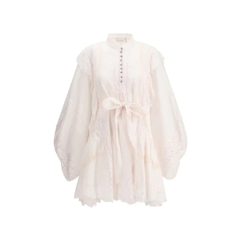 Zimmermann Mini Crush Lace Billow Dress empire Waist empire