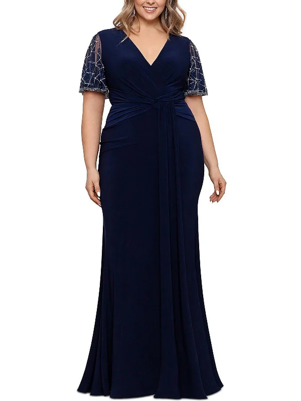 Plus Womens Embellished Maxi Evening Dress Tunics Office stylish