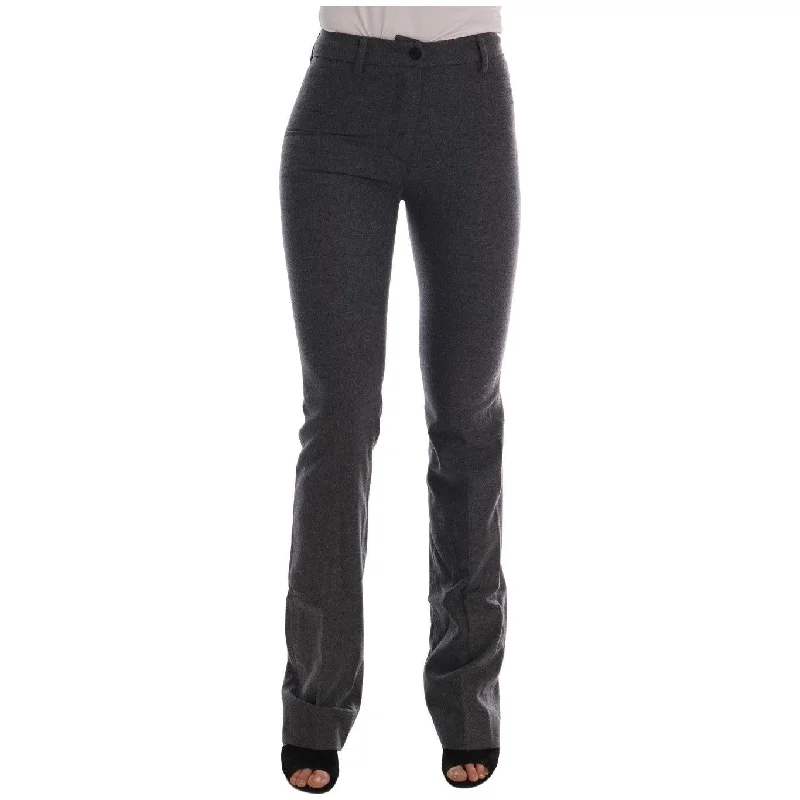 Ermanno Scervino Chic Gray Formal Pants - Elegance Refined Wide-Legged Palazzos