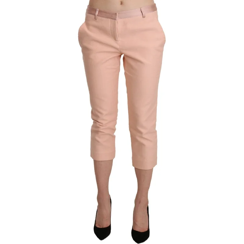 Ermanno Scervino Chic Pink Skinny Capri Pants Stylish Paperbag Waist Pants