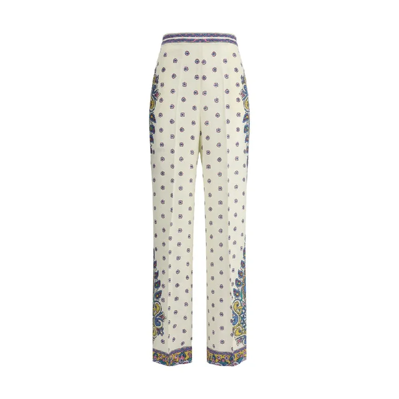 Etro Paisley Print Pants Relaxed Fit Trousers