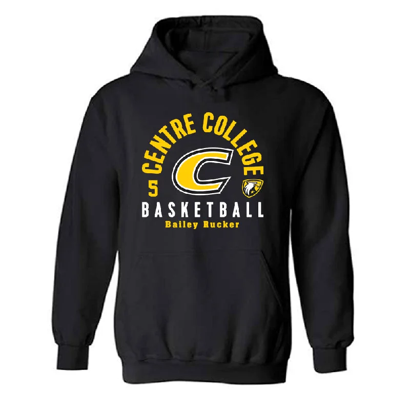 Centre College - NCAA Basketball : Bailey Rucker - Black Classic Fashion Hooded Sweatshirt Hoodie with Pattern Geometric Abstract Centre College - NCAA Basketball : Bailey Rucker - Black Classic Fashion Hooded Sweatshirt Hoodie with Pattern Geometric Abstract