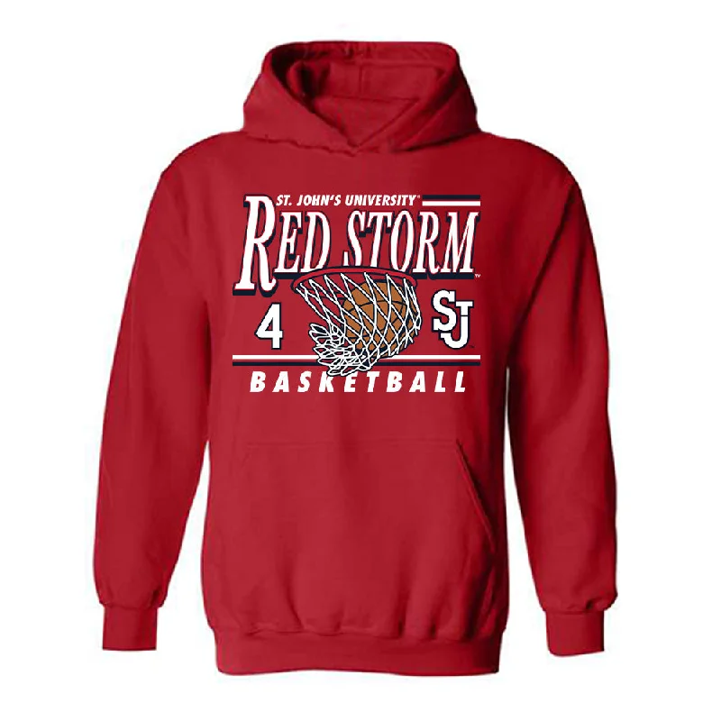 St. Johns - NCAA Women's Basketball : Skye Owen - Hooded Sweatshirt Sports Shersey Hoodie with Belted Waist Structured Tailored