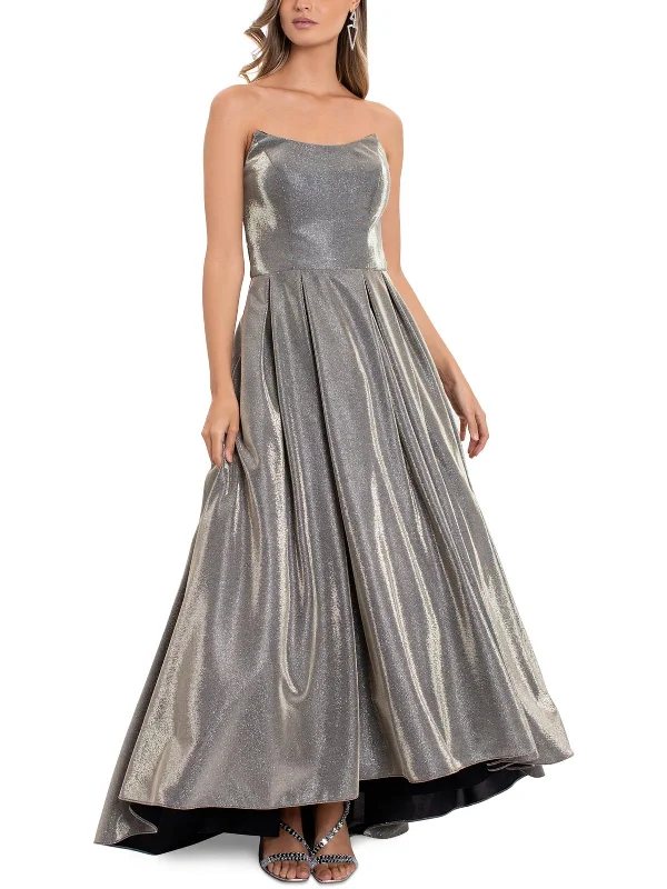 Womens Metallic Hi-Low Evening Dress Tunics Modern contemporary