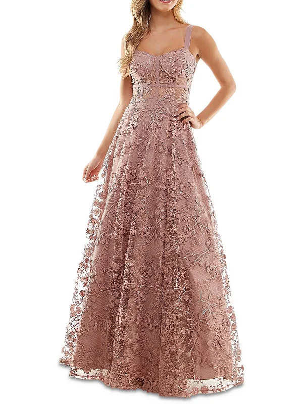 Juniors Womens Embroidered Mesh Evening Dress Tunics Running lightweight