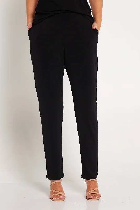 Gianna Pocket Pants - Black Formal Wide-Leg Pants