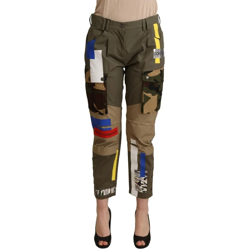 Dolce & Gabbana Chic Multicolor Patched Cargo Pants Modern Skinny Pants
