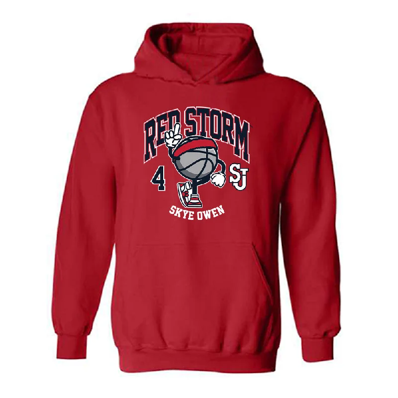 St. Johns - NCAA Women's Basketball : Skye Owen - Hooded Sweatshirt Fashion Shersey Hoodie with Hem Raw Edge Edgy Unfinished St. Johns - NCAA Women's Basketball : Skye Owen - Hooded Sweatshirt Fashion Shersey Hoodie with Hem Raw Edge Edgy Unfinished