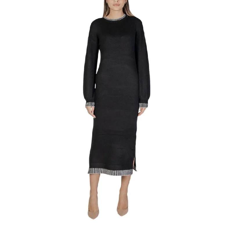 Vila Clothes Black Polyester Dress Tunics Prom sequined