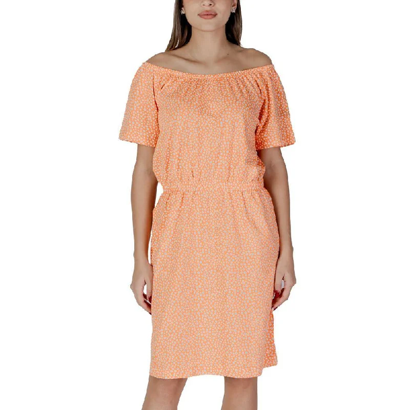 B.Young Orange Cotton Dress Turtleneck Warm Winter
