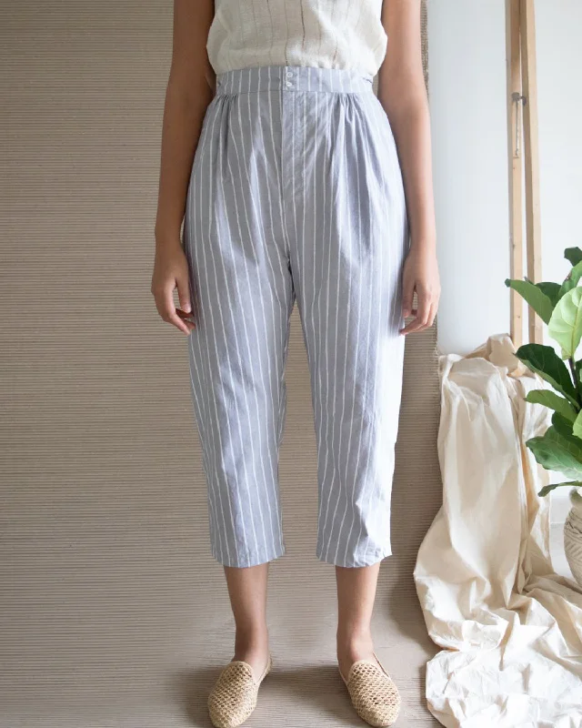 Grey Stripe Pant Warm Wool Trousers