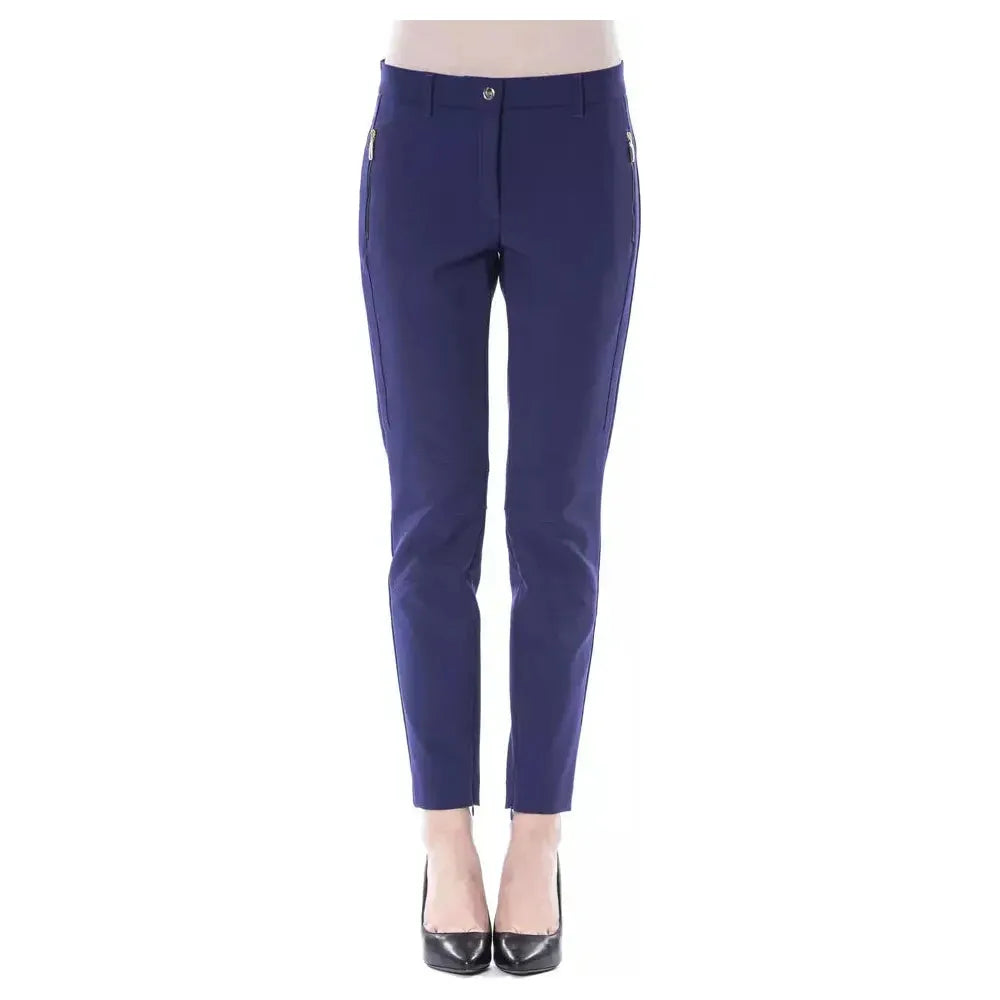 BYBLOS Blue Polyester Women's Pant Comfortable Pleated Pants
