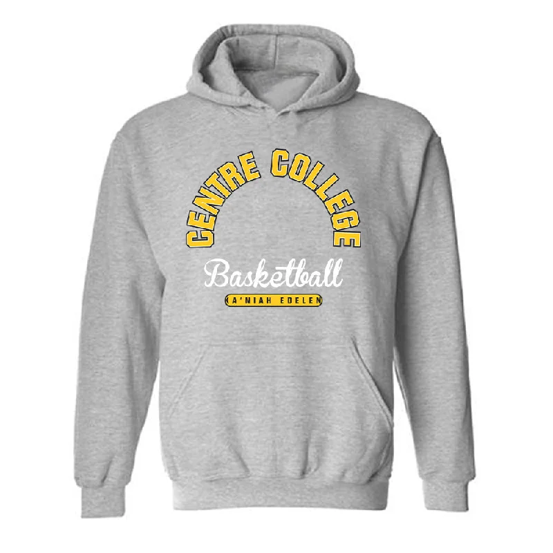Centre College - NCAA Basketball : Ka'Niah Edelen - Grey Classic Fashion Shersey Hooded Sweatshirt Hoodie with Lining Warm Insulated Centre College - NCAA Basketball : Ka'Niah Edelen - Grey Classic Fashion Shersey Hooded Sweatshirt Hoodie with Lining Warm Insulated
