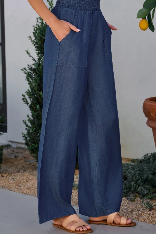 Wide Leg Pants with Pockets Soft Cotton Pants