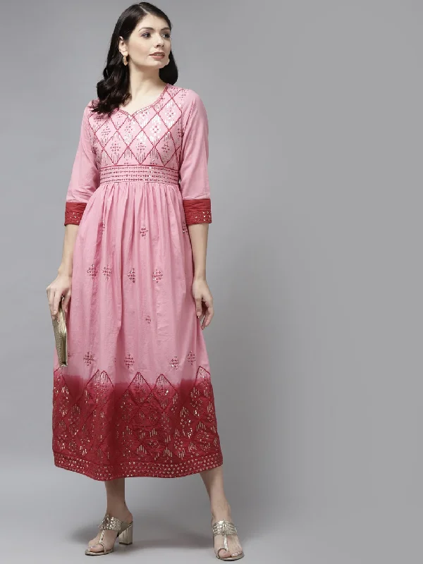 Pink & Maroon Ethnic Dress Tunics Versatile all-occasion