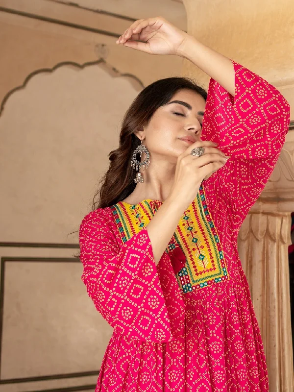 Pink & Yellow Ethnic Motifs Ethnic Dress Tunics Practical durable
