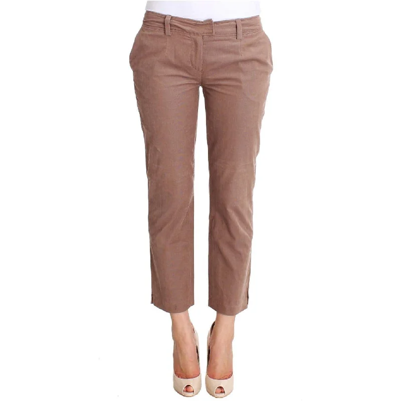 Costume National Chic Brown Cropped Corduroy Pants Chic Slim Fit Pants