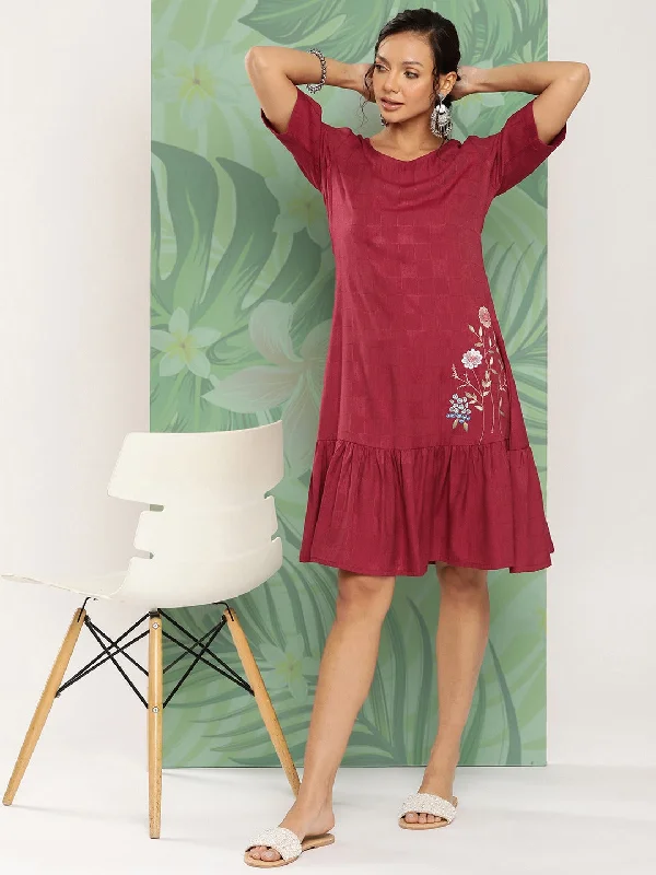 Maroon Floral Ethnic Dress Tunics Sale discount
