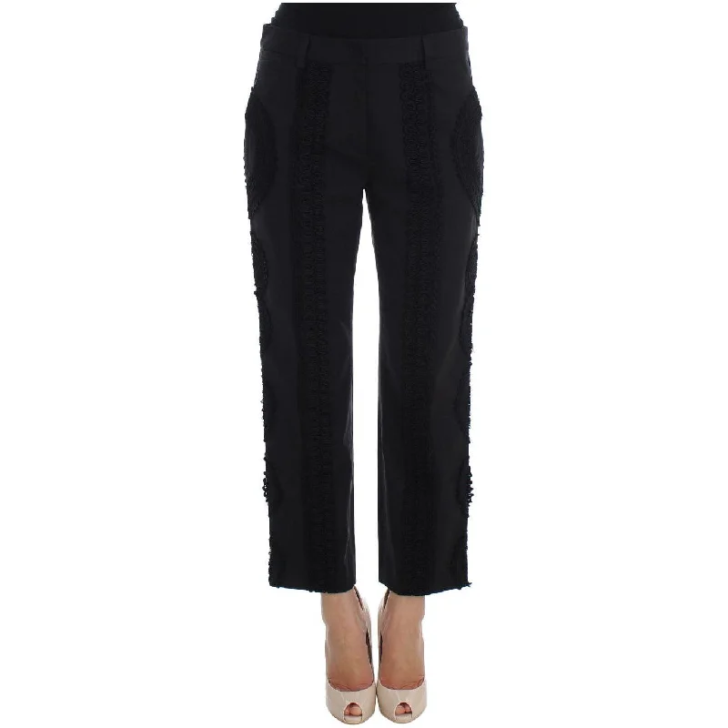 Dolce & Gabbana Elegant Black Torero Capri Pants Trendy Palazzo Pants