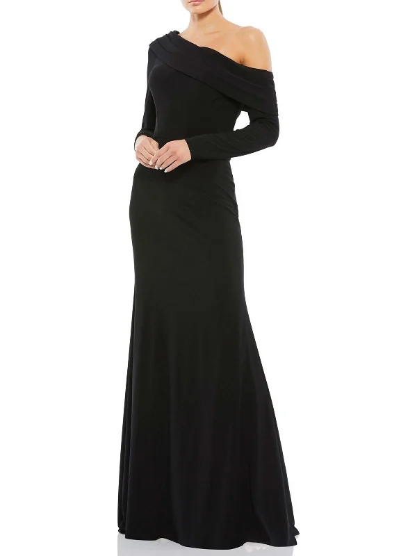 Womens One Shoulder Pleated Evening Dress Tunics Stylish elegant