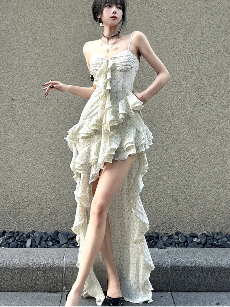 Cinessd Y2K Spaghetti Strap Irregular Dress Women Layered Ruffles Slim Sexy Party Dress Spring New Prom Robe Wedding Vestidos Mujer Tunics Fashionable trendy Cinessd Y2K Spaghetti Strap Irregular Dress Women Layered Ruffles Slim Sexy Party Dress Spring New Prom Robe Wedding Vestidos Mujer Tunics Fashionable trendy
