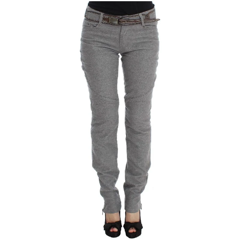 Ermanno Scervino Chic Gray Casual Cotton Pants Modern Stretch Trousers