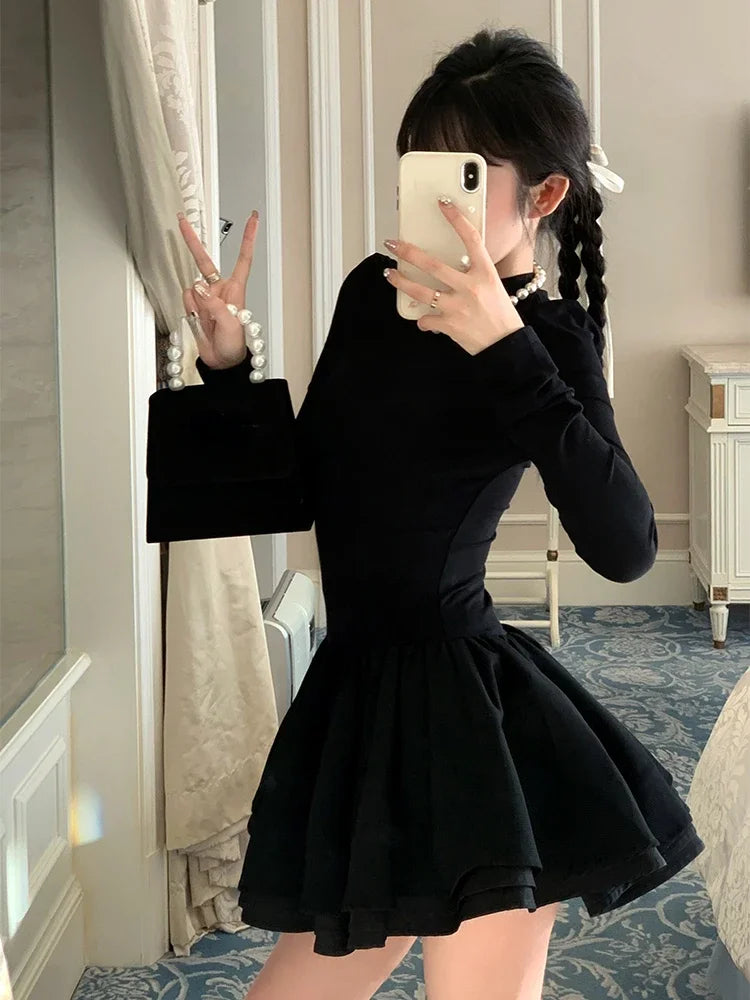 Yipinpay Vintage Y2k Short Party Dress Women Sexy Slim Bodycon Mini Dress Casual Elegant One Piece Dress Korean Fashion 2024 Autumn Tunics Canvas sturdy