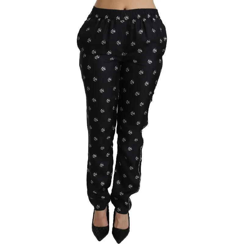 Dolce & Gabbana Elegant Mid Waist Skinny Silk Pants Lightweight Jogger Pants