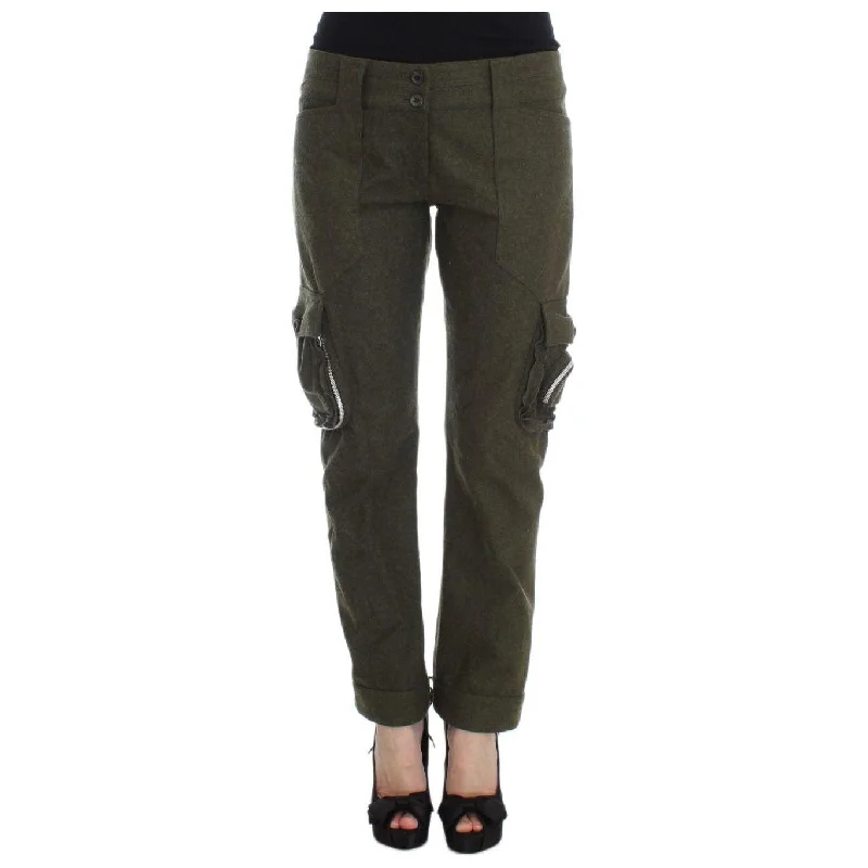 Ermanno Scervino Chic Green Cargo Pants for Effortless Style Classic Straight Pants